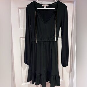 Michael Kors Black Long Sleeve Dress with Gold Accents